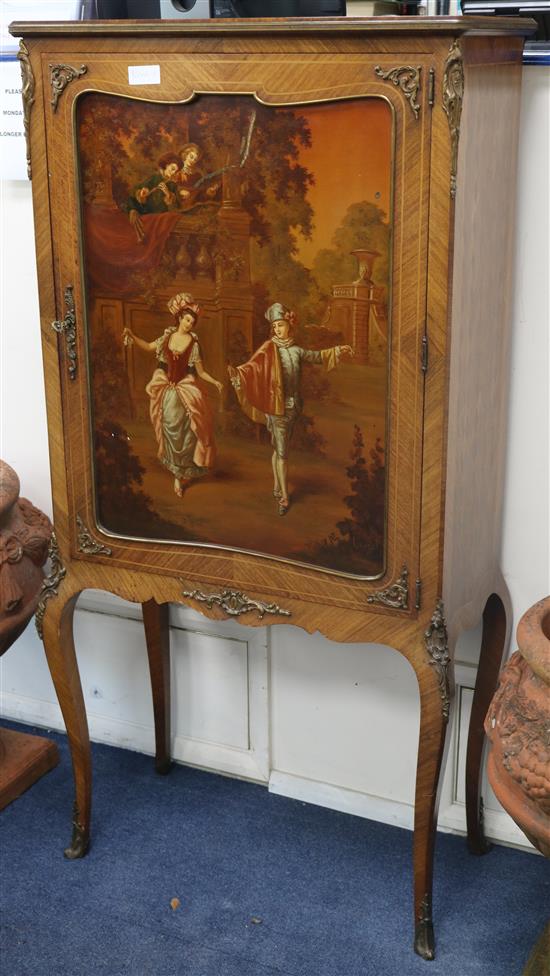 A French kingwood & Vernis Martin - style cabinet W.70cm.